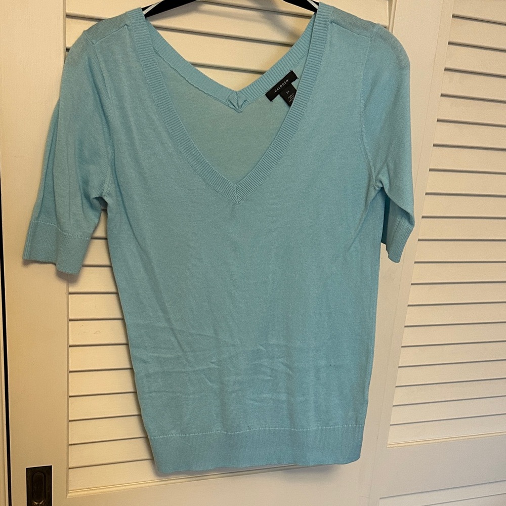 Halogen Soft Blue Knit Top